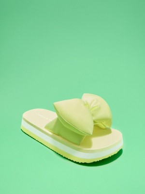 Charles & Keith Puffy Bow Slides Açık Yeşil | MCYI-49750