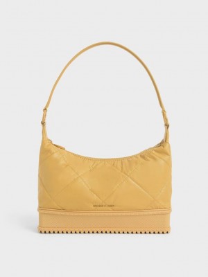 Charles & Keith Puffy Shoulder Bag Hardal Sarısı | NAIH-79052