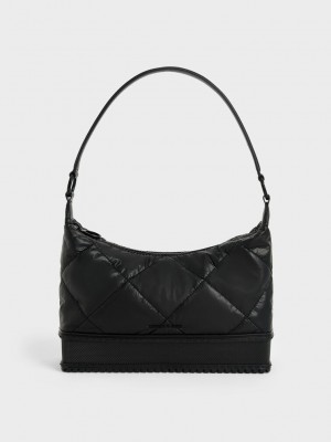 Charles & Keith Puffy Shoulder Bag Siyah | JRVX-14087
