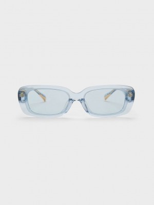 Charles & Keith Rectangular Recycled Acetate Sunglasses Mavi | PSAO-17802