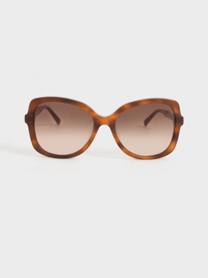 Charles & Keith Recycled Acetate Braided Temple Butterfly Sunglasses | DKTC-38409