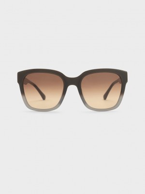 Charles & Keith Recycled Acetate Square Sunglasses Renkli | DJFW-36409