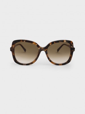 Charles & Keith Recycled Acetate Tortoiseshell Butterfly Sunglasses | KQLS-07214