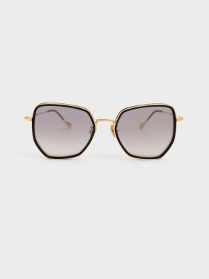 Charles & Keith Recycled Acetate Wire-Frame Butterfly Sunglasses Siyah | ERZF-42869