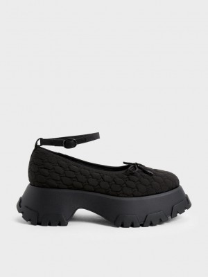 Charles & Keith Recycled Polyester Bow Ballerinas Siyah | IKJL-57689