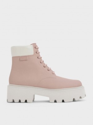 Charles & Keith Ripley Ridged Sole Ankle Boots Pembe | UJRL-67859
