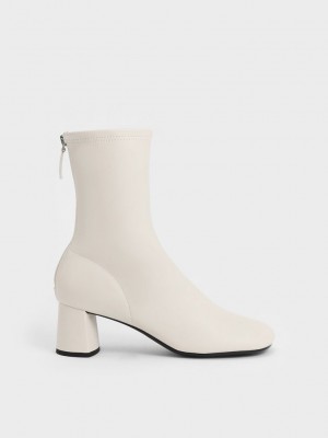Charles & Keith Round-Burunlu Zip-Up Ankle Boots Pembe | WTNJ-86251