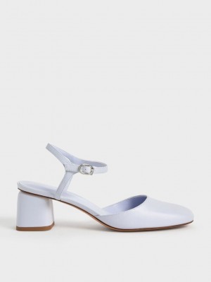 Charles & Keith Round Burunlu Ankle-Askılı Pumps Açık Mavi | HPZT-47203