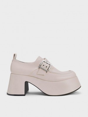 Charles & Keith Rubina Buckled Tıknaz Loafers Açık Gri | WDLJ-48237