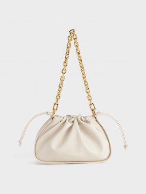 Charles & Keith Ruched Chain Handle Drawstring Bag Pembe | CNWY-45938