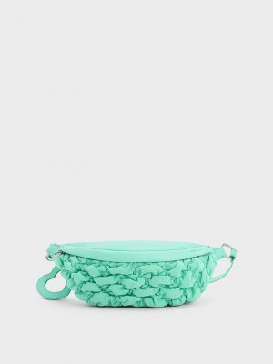 Charles & Keith Ruched Naylon Bum Bag Nane Yeşil | AZFX-78915