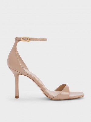 Charles & Keith Rugan Ankle Askılı Topuklu Sandals Bej Rengi | GACU-32754