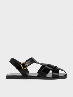 Charles & Keith Rugan Askısı Crossover Sandals Siyah | NPID-25867