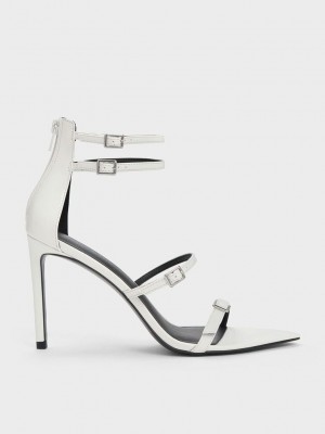 Charles & Keith Rugan Askısı Topuklu Sandals Beyaz | IUDF-36952