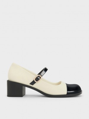 Charles & Keith Rugan Crystal-Embellished Tokalı Two-Tone Mary Janes Renkli | LPFU-81290