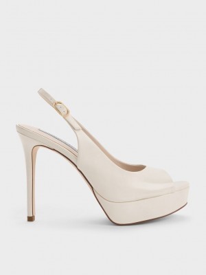 Charles & Keith Rugan Platform Arkası Açık Sandals Pembe | IPMJ-54261