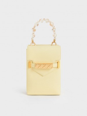 Charles & Keith Sabrina Envelope Phone Pouch Sarı | WEUT-80924