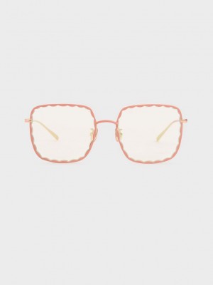 Charles & Keith Scallop Trim Butterfly Sunglasses Pembe | YMUT-02971