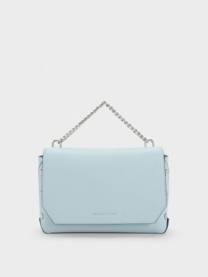 Charles & Keith Screw Motif Front Flap Bag Mavi | IXAU-05793