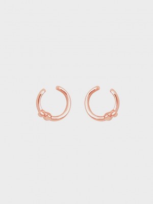 Charles & Keith Sculptural Hoop Earrings Pembe Altın | RHIO-96235