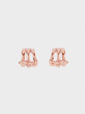 Charles & Keith Sculptural Stud Earrings Pembe Altın | KCFA-68159
