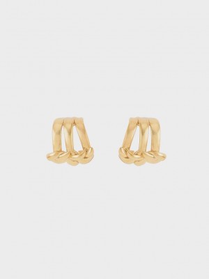 Charles & Keith Sculptural Stud Earrings Altın | HPYQ-30589