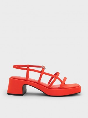 Charles & Keith Selene Flower-Tokalı Askısı Sandals Kırmızı | IGDQ-05491