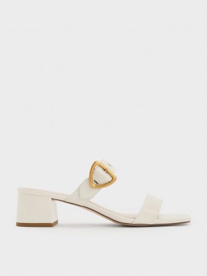 Charles & Keith Sepphe Metallic Tokalı Topuklu Mules Pembe | AEBK-21609