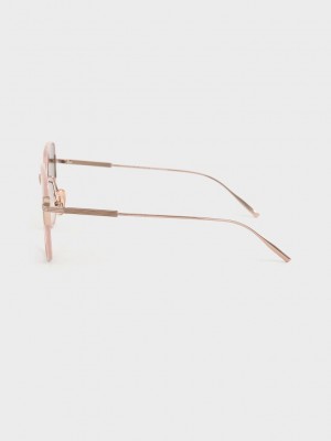 Charles & Keith Seraphina Panelled Temples Butterfly Sunglasses Pembe | ZCLI-46950