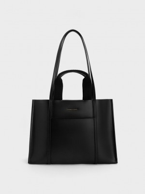 Charles & Keith Shalia Tote Bag Siyah | MGBO-92168