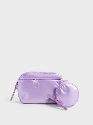 Charles & Keith Sianna Naylon Boxy Bag Mor | FQXU-48029
