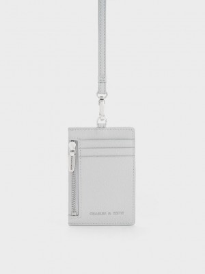 Charles & Keith Side Zip Card Holder Açık Gri | BGIL-38574