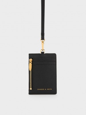 Charles & Keith Side Zip Cardholder Siyah | ROLN-79452