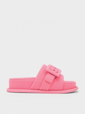 Charles & Keith Sinead Woven Buckled Terlik Sandals Pembe | GYRP-25436