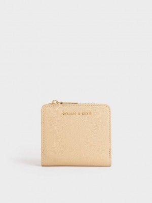 Charles & Keith Snap Button Card Holder Bej Rengi | ILEH-76352