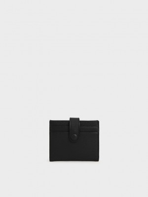 Charles & Keith Snap Button Card Holder Siyah | PNLC-86415