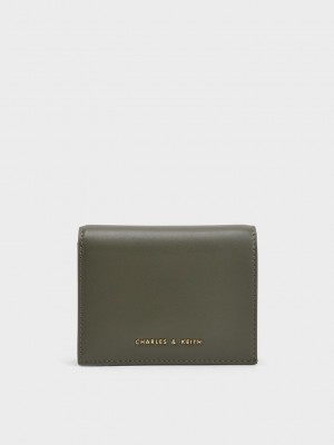 Charles & Keith Snap Button Mini Kısa Wallet Zeytin Yeşili | PBOC-81392