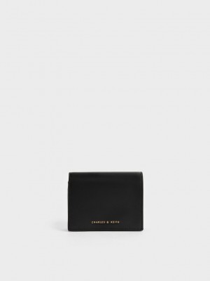 Charles & Keith Snap Button Mini Kısa Wallet Siyah | VNTP-82465