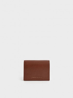 Charles & Keith Snap Button Mini Kısa Wallet Çikolata | VABG-94287