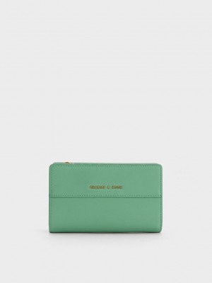 Charles & Keith Snap Button Small Wallet Yeşil | HTMW-81579