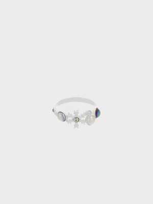 Charles & Keith Snowflakes-Motif Pearl & Crystal Ring Gümüş | ECGB-25743