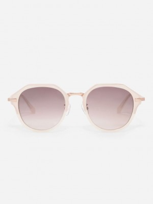 Charles & Keith Solana Angular Oval Sunglasses Pembe | MFQD-21437