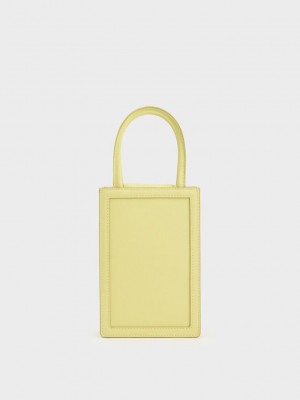 Charles & Keith Solange Double Handle Elongated Tote Bag Sarı | YKJL-05693