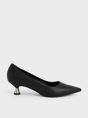 Charles & Keith Spool Heel Pumps Siyah | CIFA-87635