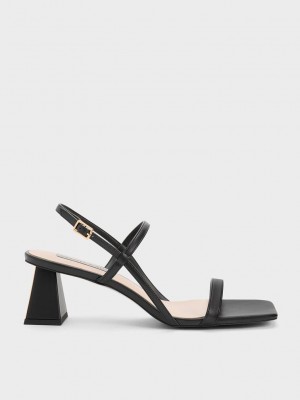 Charles & Keith Square-Burunlu Askısı Sandals Siyah | ISWV-80159