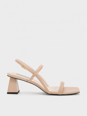 Charles & Keith Square-Burunlu Askısı Sandals Bej Rengi | ABGM-53974