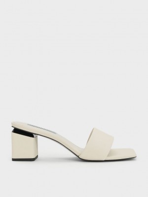 Charles & Keith Square Block Heel Mules Pembe | SYVO-18569