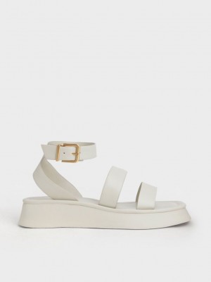 Charles & Keith Square Burunlu Ankle-Askılı Sandals Pembe | LDVS-07168