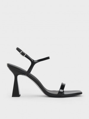 Charles & Keith Square Burunlu Trapeze Heel Sandals Siyah | QRYW-16839