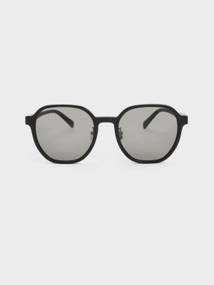 Charles & Keith Square Recycled Acetate Sunglasses Siyah | ORLT-93748